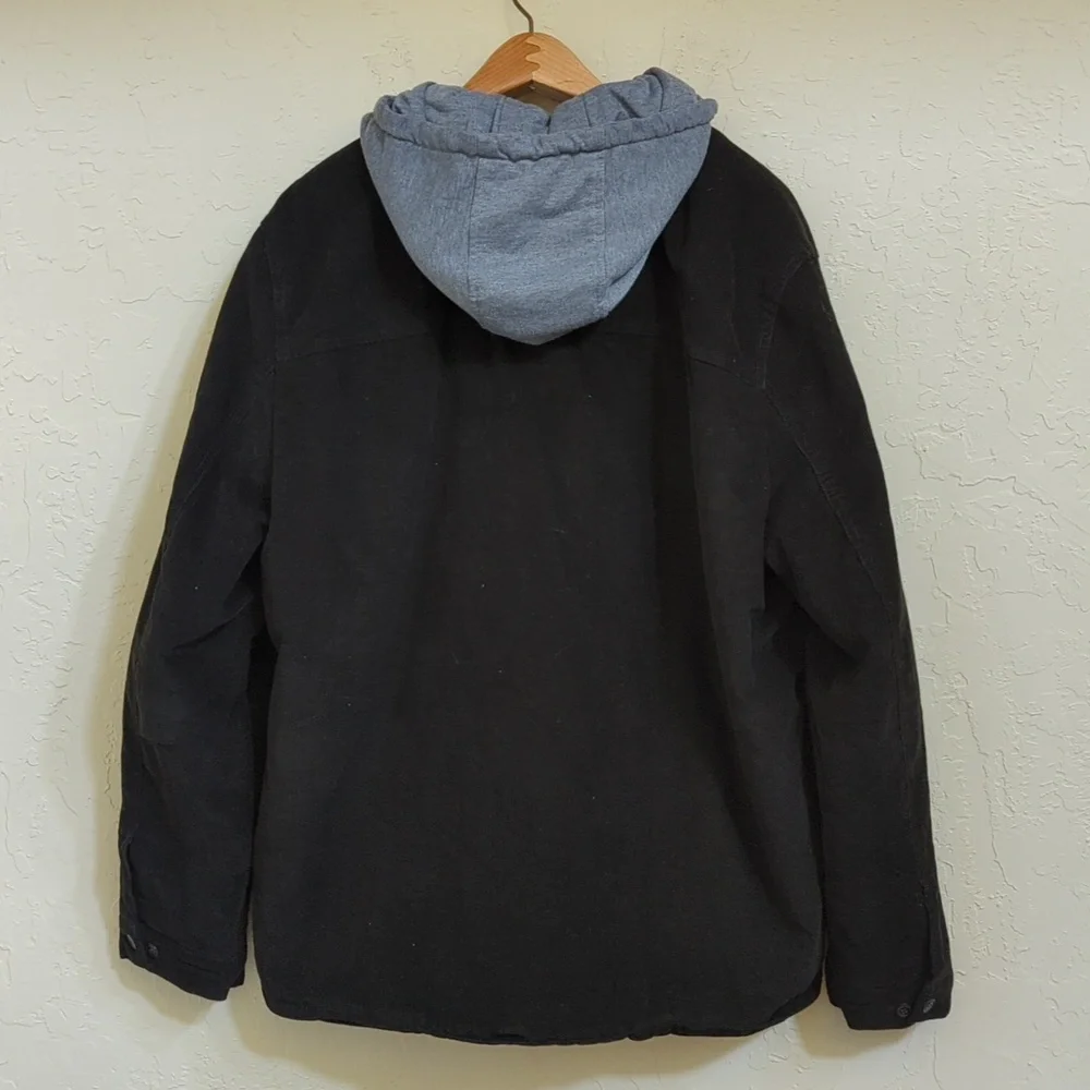 Levi's Black Faux Shearling Lined Hooded Corduroy Shirt Jacket Size XL